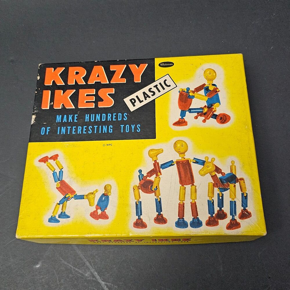 Vtg Krazy Ikes Plastic Building Toy 1954 Whitman Toys Original Box Instructions